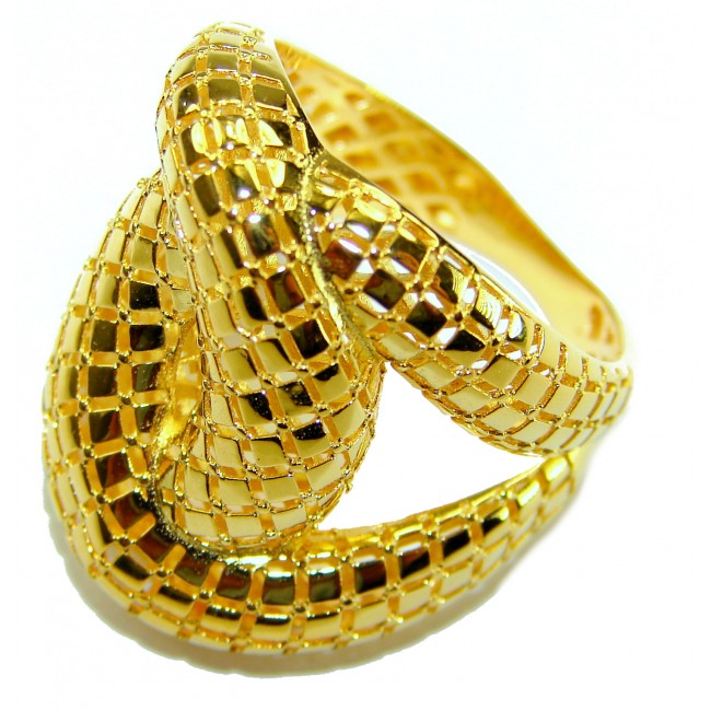 Dubai Style .925 Sterling Silver dipped in 22K Gold handmade Large ring size 7