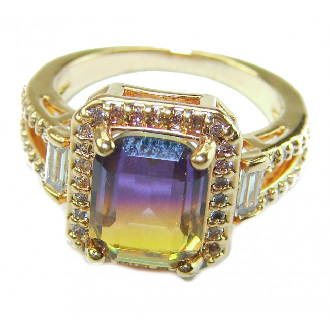 6.5 carat Ametrine 18K Gold over .925 Sterling Silver HANDCRAFTED Ring s. 6