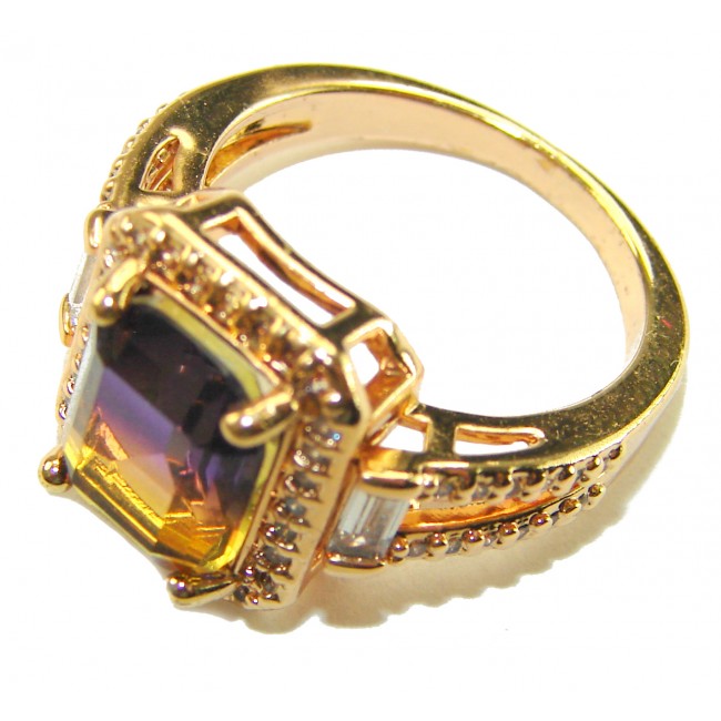 6.5 carat Ametrine 18K Gold over .925 Sterling Silver HANDCRAFTED Ring s. 6