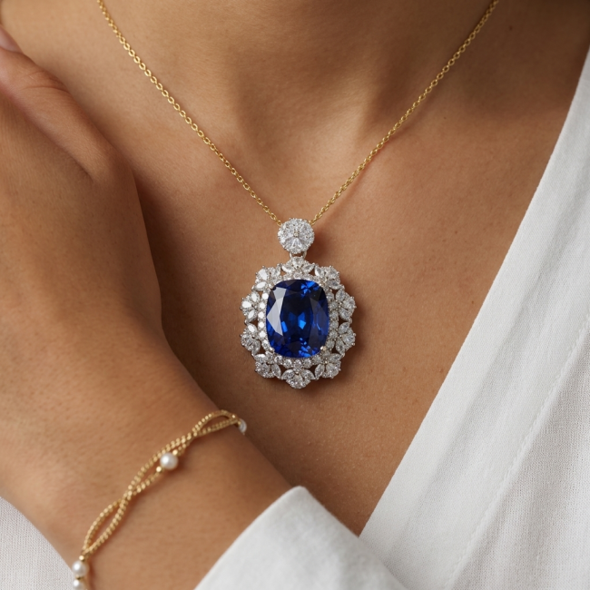 Deep Blue Ocean 18.5 carat Kyanite .925 Sterling Silver handmade Luxurious Pendant