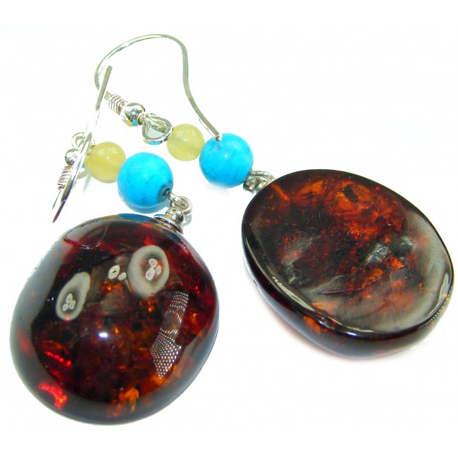 Golden Honey Drops authentic Baltic Amber .925 Sterling Silver earrings