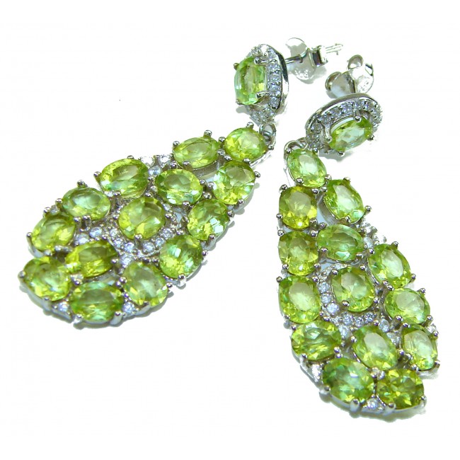 Fiesta Authentic 27.5 carat Peridot .925 Sterling Silver brilliantly handcrafted Statement earrings