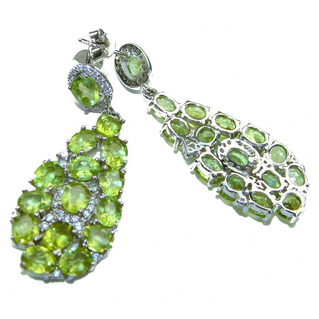 Fiesta Authentic 27.5 carat Peridot .925 Sterling Silver brilliantly handcrafted Statement earrings
