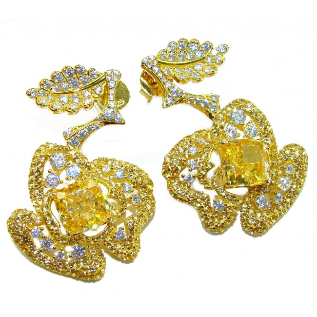 Golden Apples 10.5 carat Golden - yellow Montana Sapphire .925 Sterling Silver dipped in 22K Gold handcrafted earrings