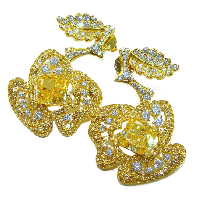 Golden Apples 10.5 carat Golden - yellow Montana Sapphire .925 Sterling Silver dipped in 22K Gold handcrafted earrings