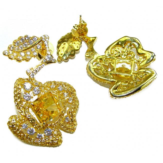 Golden Apples 10.5 carat Golden - yellow Montana Sapphire .925 Sterling Silver dipped in 22K Gold handcrafted earrings