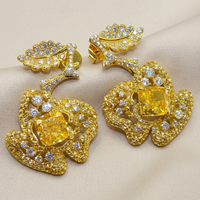 Golden Apples 10.5 carat Golden - yellow Montana Sapphire .925 Sterling Silver dipped in 22K Gold handcrafted earrings