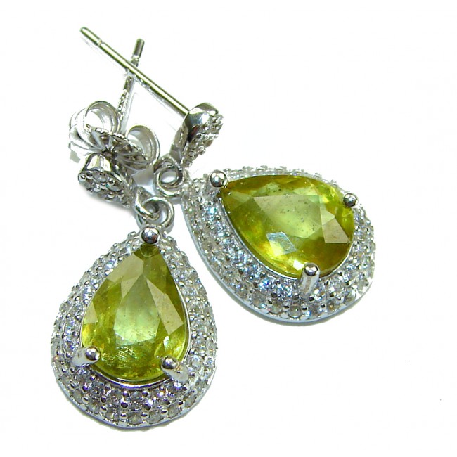 Royalty 3.9 carat authentic Himalayan Peridot .925 Sterling Silver Handcrafted Statement Earrings