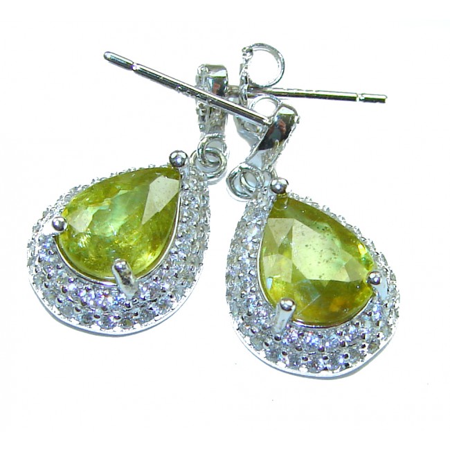 Royalty 3.9 carat authentic Himalayan Peridot .925 Sterling Silver Handcrafted Statement Earrings