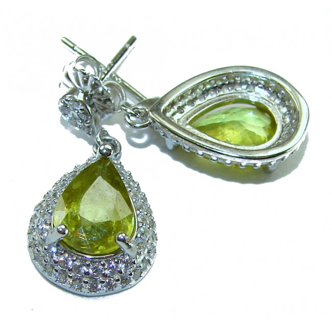Royalty 3.9 carat authentic Himalayan Peridot .925 Sterling Silver Handcrafted Statement Earrings