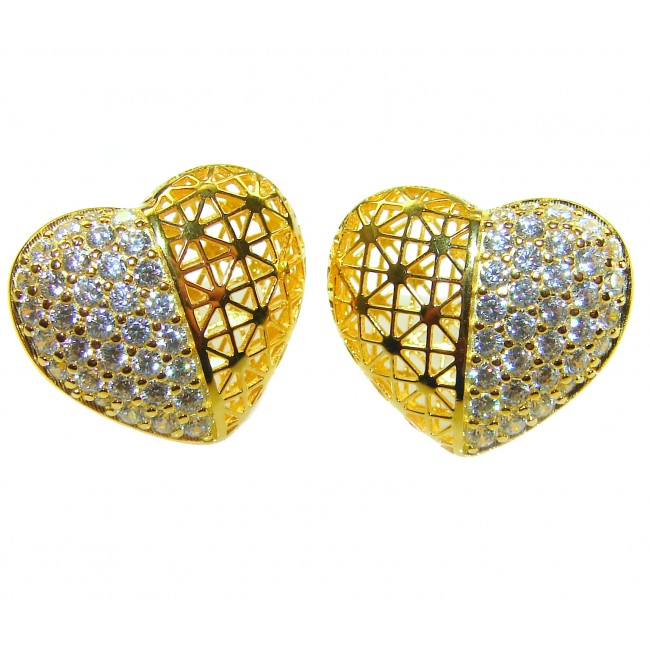 Dubai Style - HEARTS .925 Sterling Silver dipped in 22K Gold handmade Earrings