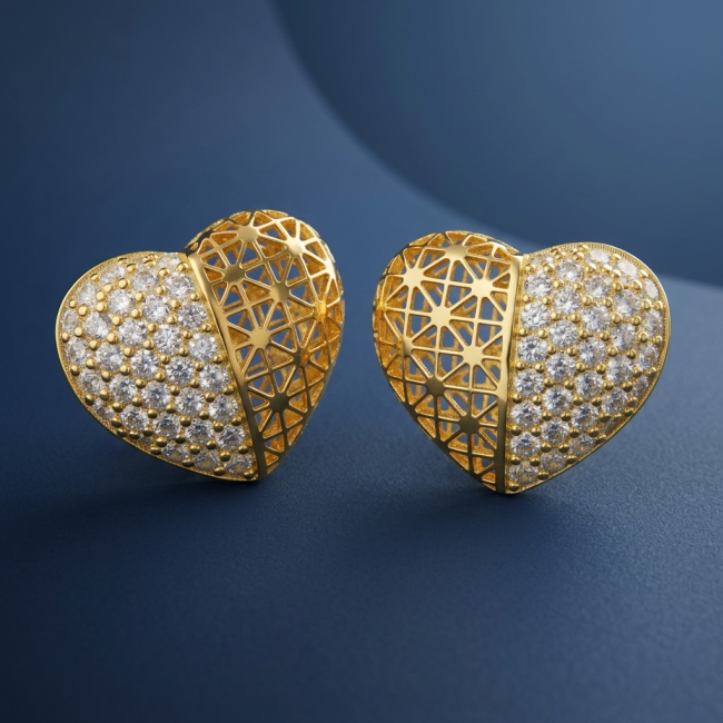 Dubai Style - HEARTS .925 Sterling Silver dipped in 22K Gold handmade Earrings