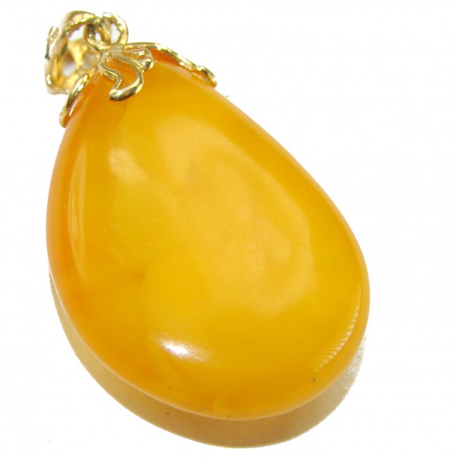 Sea Treasure Prehistoric Authentic Butterscotch Baltic Amber 18k Gold over .925 Sterling Silver beautifully handcrafted Pendant - photo 2