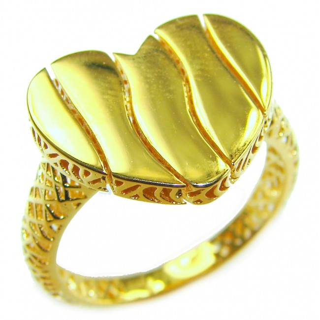 Dubai Style - Golden Heart .925 Sterling Silver dipped in 22K Gold handmade ring size 8