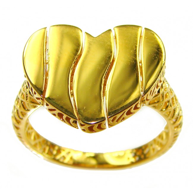 Dubai Style - Golden Heart .925 Sterling Silver dipped in 22K Gold handmade ring size 8