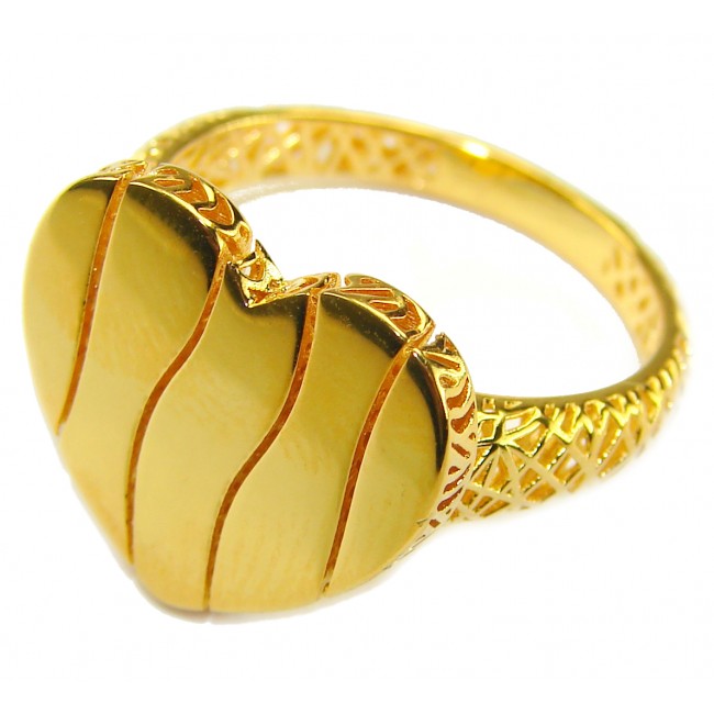 Dubai Style - Golden Heart .925 Sterling Silver dipped in 22K Gold handmade ring size 8
