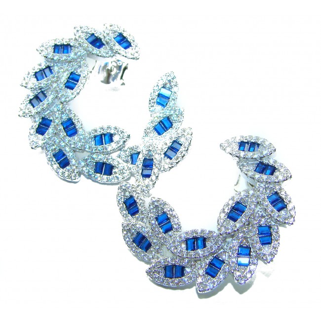 Art Deco - Luxurious natural 7.5 carat Sapphire .925 Sterling Silver Perfectly handcrafted earrings