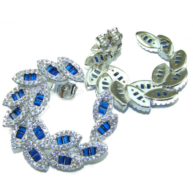 Art Deco - Luxurious natural 7.5 carat Sapphire .925 Sterling Silver Perfectly handcrafted earrings