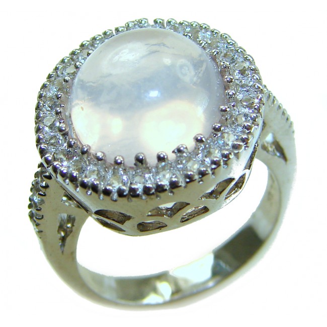 Vintage Design - Brazilian Rose Quartz 8.5 carat .925 Sterling Silver handcrafted Ring size 6 1/4