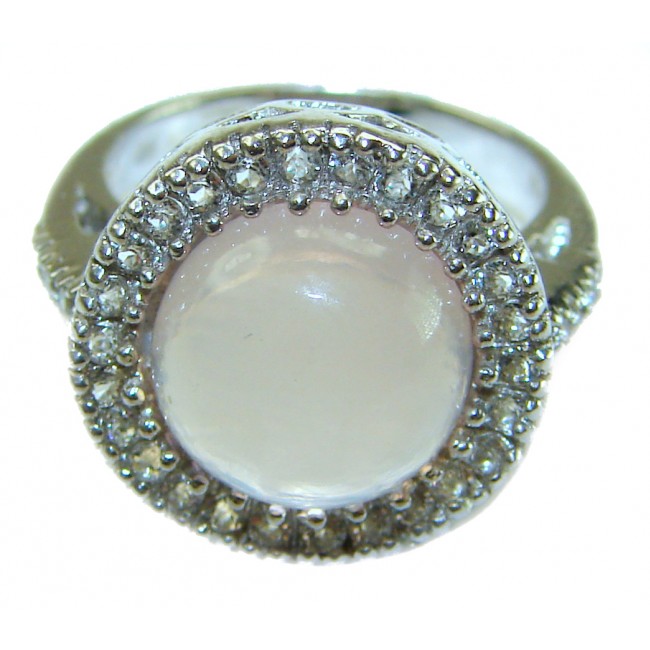 Vintage Design - Brazilian Rose Quartz 8.5 carat .925 Sterling Silver handcrafted Ring size 6 1/4