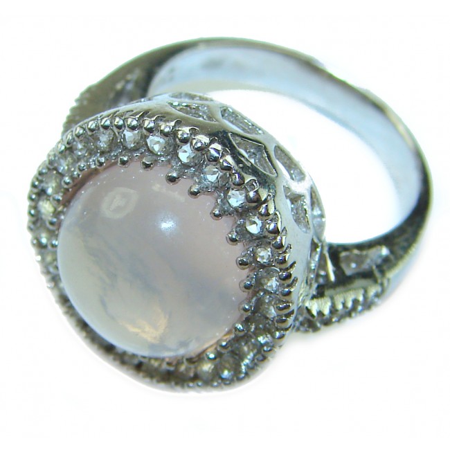 Vintage Design - Brazilian Rose Quartz 8.5 carat .925 Sterling Silver handcrafted Ring size 6 1/4