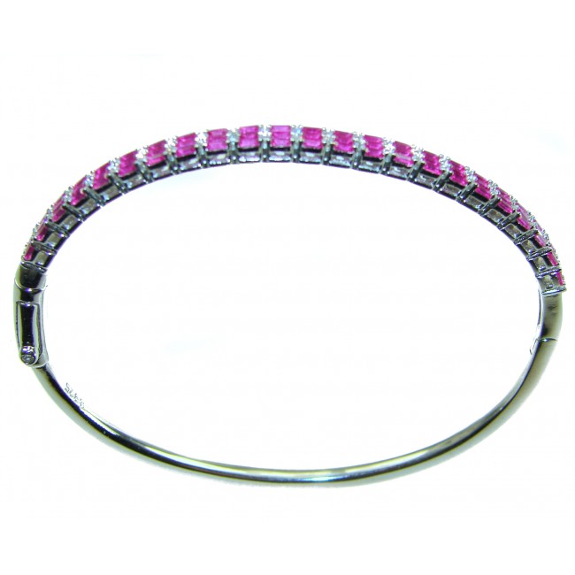 Art Deco Giovanna 7.2 carat Mozambique Ruby .925 Sterling Silver dipped in rhodium Statement Bracelet