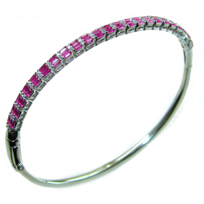 Art Deco Giovanna 7.2 carat Mozambique Ruby .925 Sterling Silver dipped in rhodium Statement Bracelet