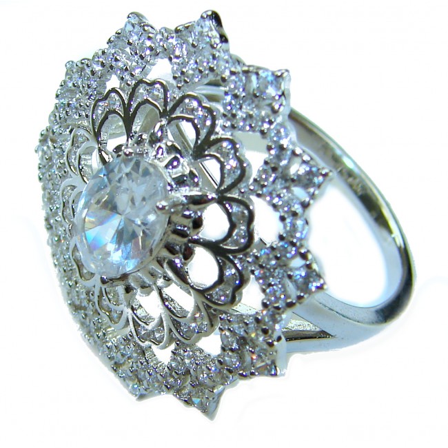 New Concept 14.5 carat White Topaz .925 Sterling Silver ring size 7