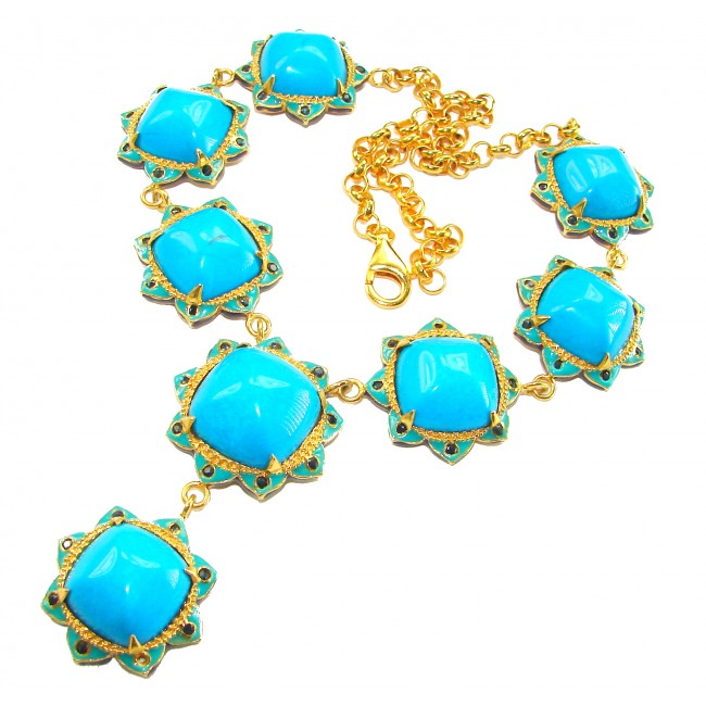 Very RARE! 89.8 grams genuine Sleeping Beauty Turquoise from Globe, Arizona .925 Sterling Silver 22K Gold over handcrafted Necklace, Following the mine's closure in 2012, its scarcity has significantly increased its value