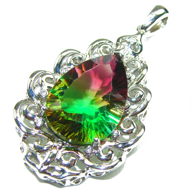 25.2 carat pear cut Brazilian Tourmaline .925 Sterling Silver Perfectly handcrafted pendant