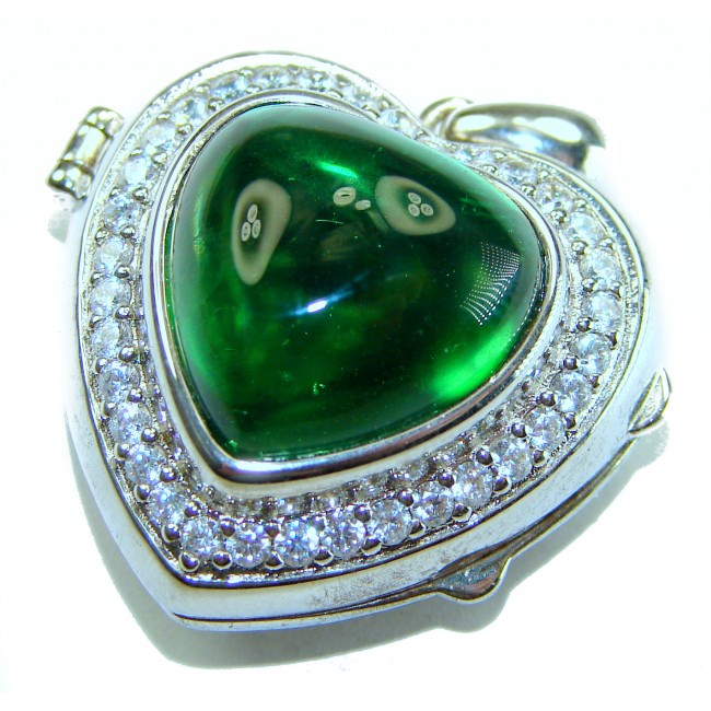 Secret compartment Authentic 18.5 carat Green Helenite .925 Sterling Silver Pendant