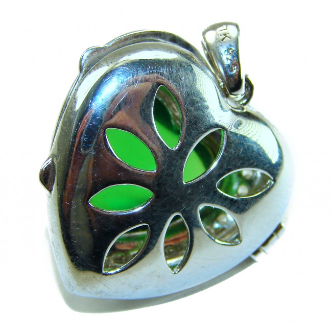 Secret compartment Authentic 18.5 carat Green Helenite .925 Sterling Silver Pendant