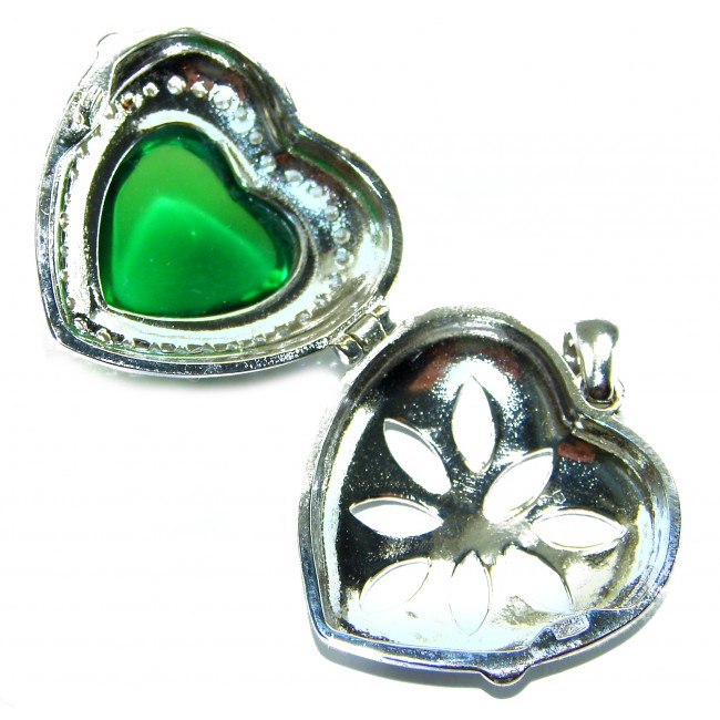 Secret compartment Authentic 18.5 carat Green Helenite .925 Sterling Silver Pendant