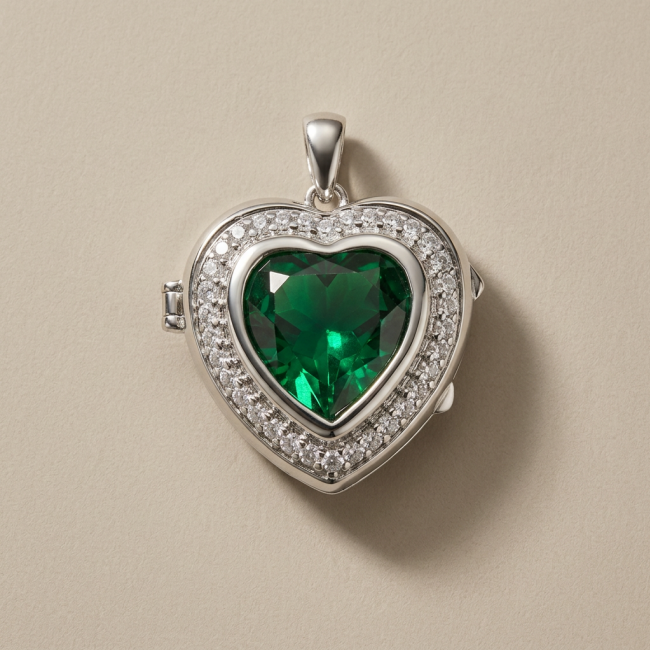 Secret compartment Authentic 18.5 carat Green Helenite .925 Sterling Silver Pendant