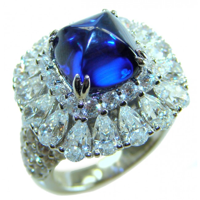 Born to Glam 5.2 carat natural Tanzanite .925 Sterling Silver Perfectly handcrafted Ring s. 5 - Close-up of Born to Glam 5.2 carat Tanzanite ring with diamond accents.