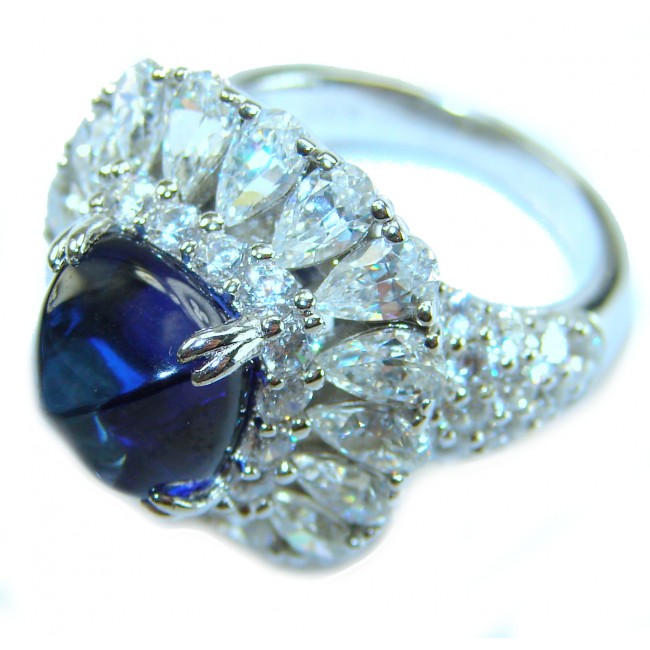 Born to Glam 5.2 carat natural Tanzanite .925 Sterling Silver Perfectly handcrafted Ring s. 5 - Close-up of Born to Glam Tanzanite ring with diamond accents