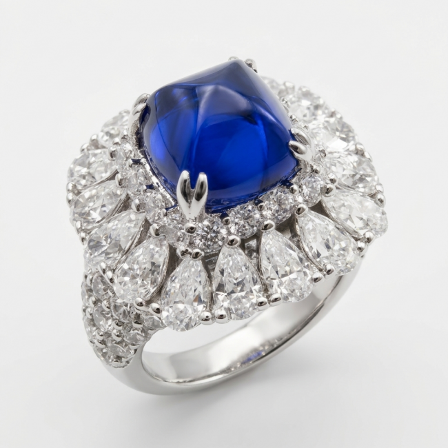 Born to Glam 5.2 carat natural Tanzanite .925 Sterling Silver Perfectly handcrafted Ring s. 5 - Close-up of Born to Glam Tanzanite ring with diamond accents.