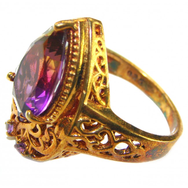 Incredible 14.5 carat Ametrine .925 Sterling Silver dipped in 18K Gold HANDCRAFTED Ring s. 9 1/4