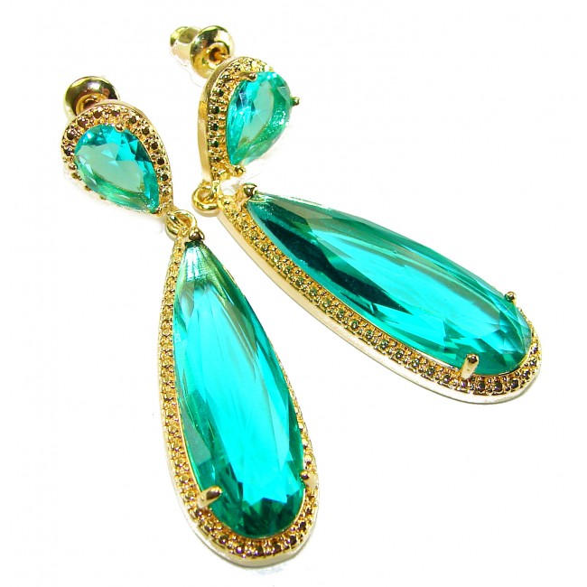 Eau Pure 10.5 carat AQUAMARINE 14K Gold over .925 Sterling Silver Handcrafted Earrings