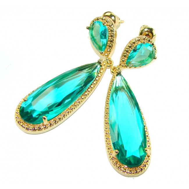 Eau Pure 10.5 carat AQUAMARINE 14K Gold over .925 Sterling Silver Handcrafted Earrings