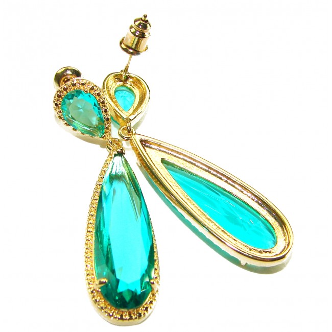 Eau Pure 10.5 carat AQUAMARINE 14K Gold over .925 Sterling Silver Handcrafted Earrings