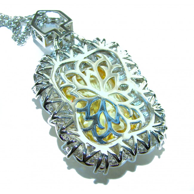 Baquette cut 28.5 carat YELLOW SAPPHIRE .925 Sterling Silver handcrafted necklace