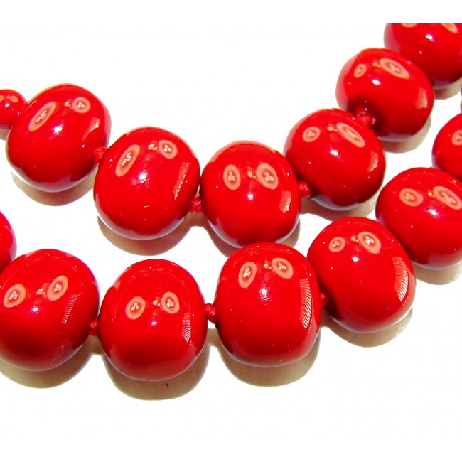 ESTANCIA Sublime natural Red Fossilized Coral Sterling Silver handmade Necklace