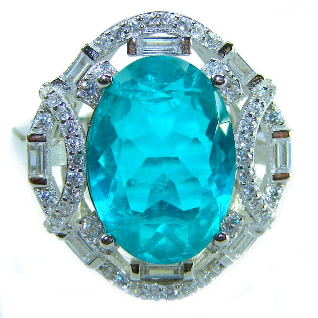 9.9 carat authentic Aquamarine .925 Sterling Silver Handcrafted Ring size 7 3/4