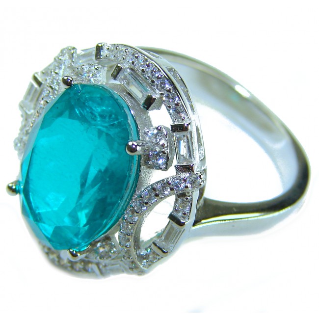 9.9 carat authentic Aquamarine .925 Sterling Silver Handcrafted Ring size 7 3/4