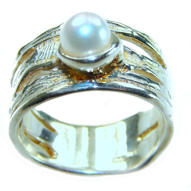 Authentic rare Pearl Ruby 18K Gold over .925 Sterling Silver handcrafted ring; s. 7