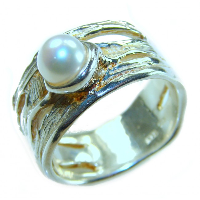 Authentic rare Pearl Ruby 18K Gold over .925 Sterling Silver handcrafted ring; s. 7