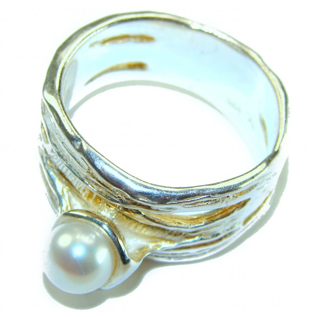 Authentic rare Pearl Ruby 18K Gold over .925 Sterling Silver handcrafted ring; s. 7