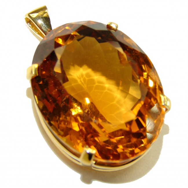 Luxury genuine 39.7 CARAT oval cut Champagne Topaz .925 Sterling Silver dipped in 22K Gold handmade Pendant