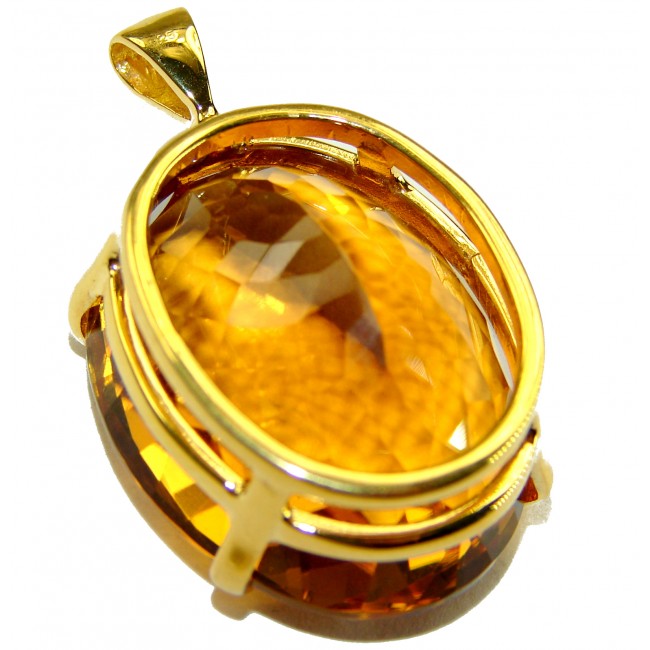 Luxury genuine 39.7 CARAT oval cut Champagne Topaz .925 Sterling Silver dipped in 22K Gold handmade Pendant